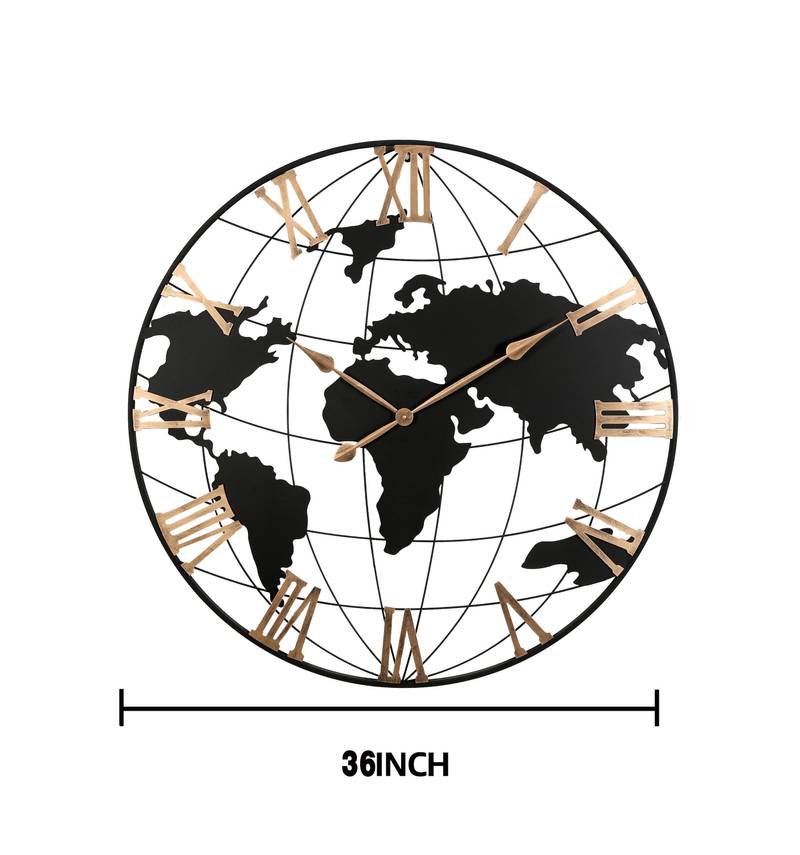 Vintage-Inspired World Map Wall Clock