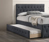 Cozy Charcoal Twin Bed with Trundle and Tufted Headboard