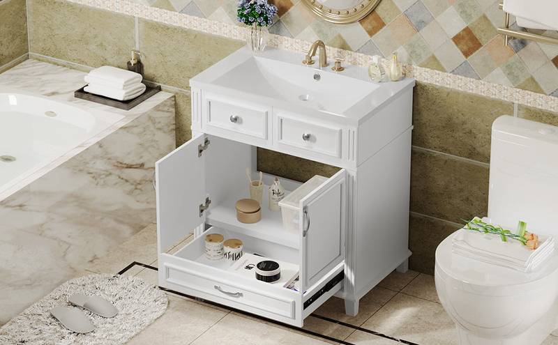 Charming Retro Bathroom Vanity with Soft Close Doors