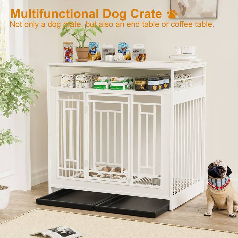 Stylish Wooden Dog Crate with Storage for Large Dogs
