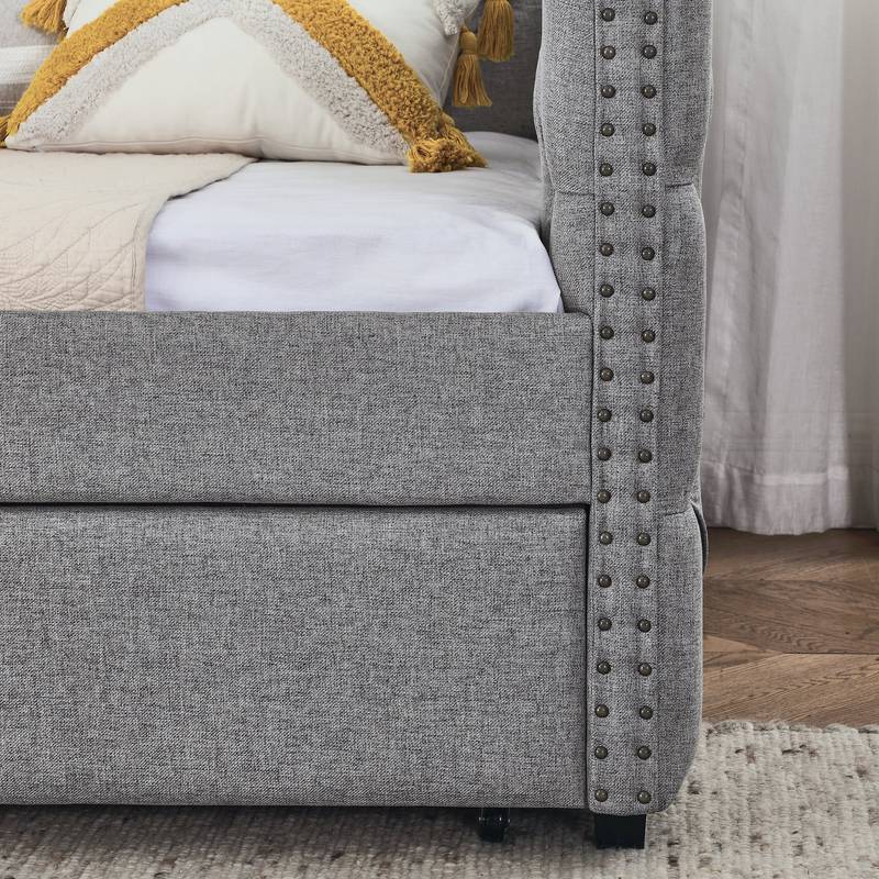 Stylish Grey Daybed with Storage Drawers