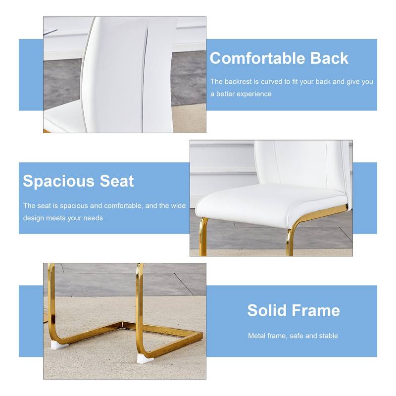 Chic White Arch Dining Chairs - Set of Two with Gold Legs