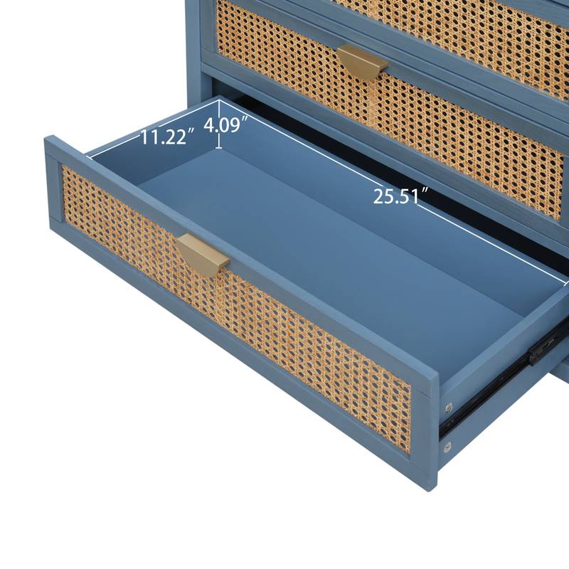 Woven Rattan 3-Drawer Storage Cabinet