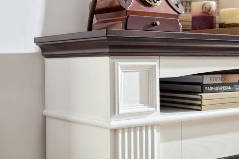 Cozy Corner Mantel Cabinet with Fireplace Insert