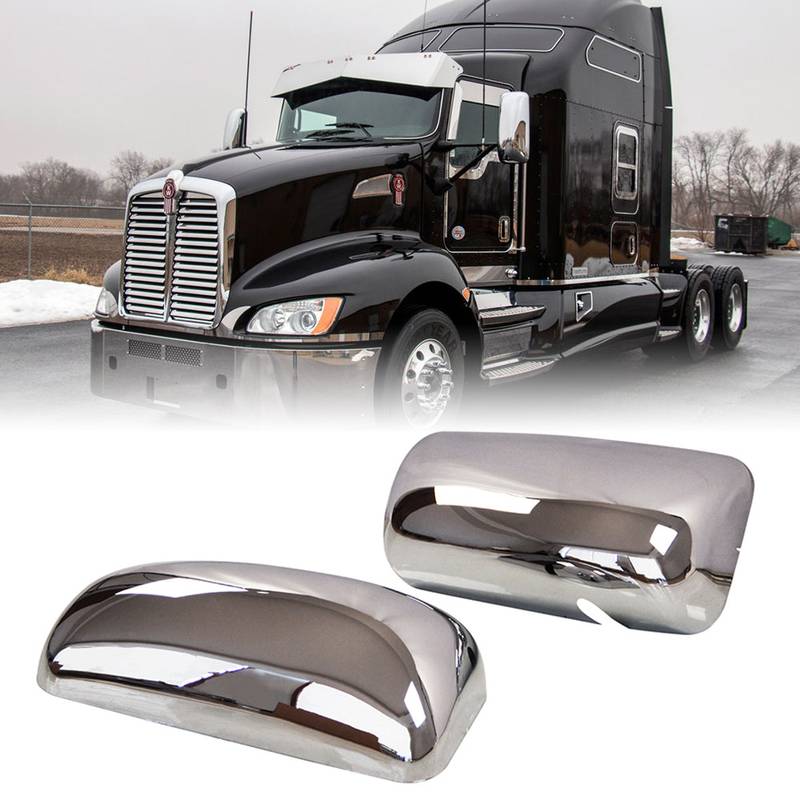 Shiny Chrome Door Mirror Covers for Kenworth Trucks