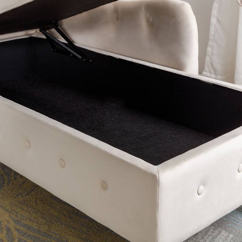 Cozy Velvet Chaise with Storage and Pillow