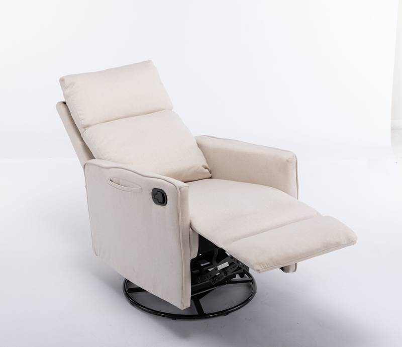 Cozy Beige Swivel Rocker Glider Chair