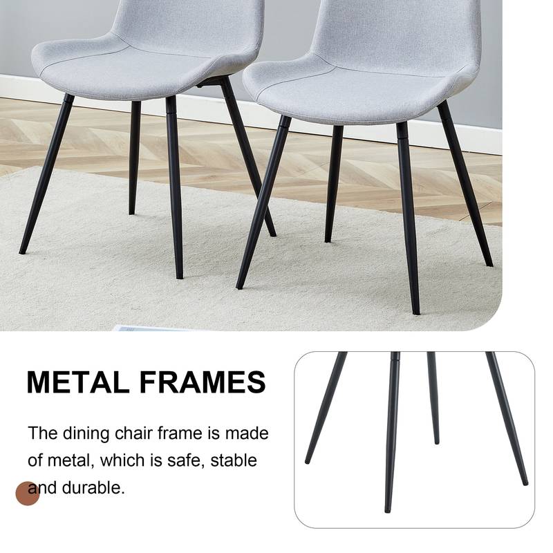 Cozy Linen-Cotton Dining Chair Set - Four Light Gray Beauties