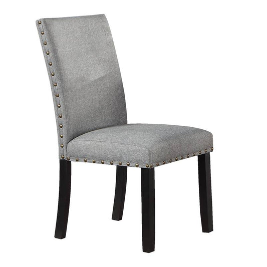 Chic Grey Dining Chairs Duo with Plush Comfort and Stylish Nailhead Trim