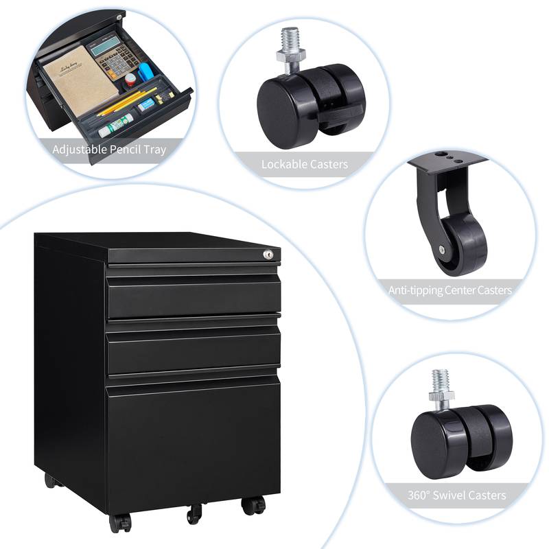 Locking Rolling File Cabinet – Secure & Mobile Storage Solution for Your Office