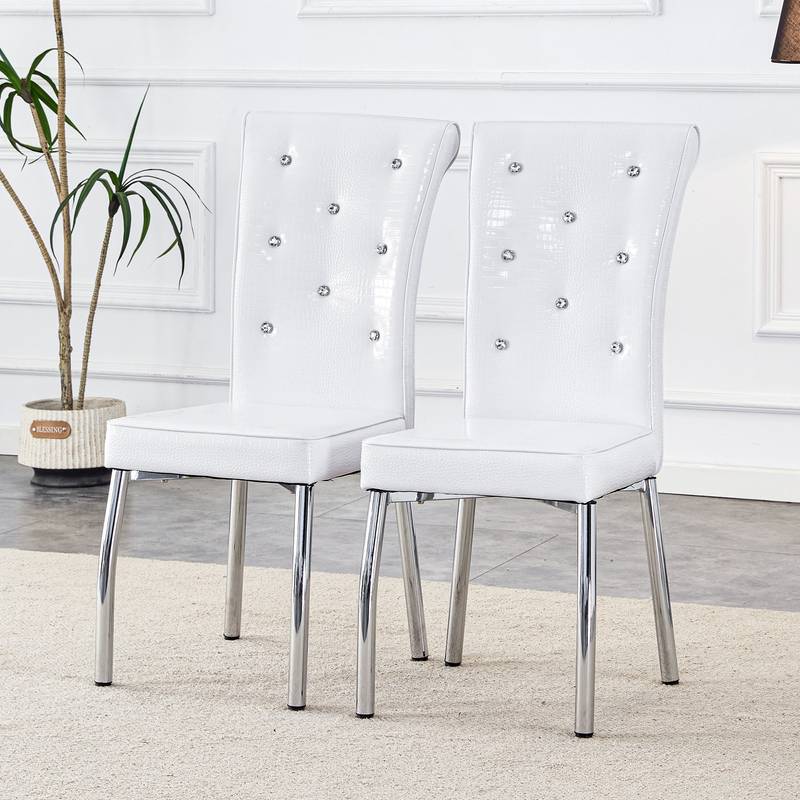 Chic Alligator Skin Dining Chairs with Crystal Accents