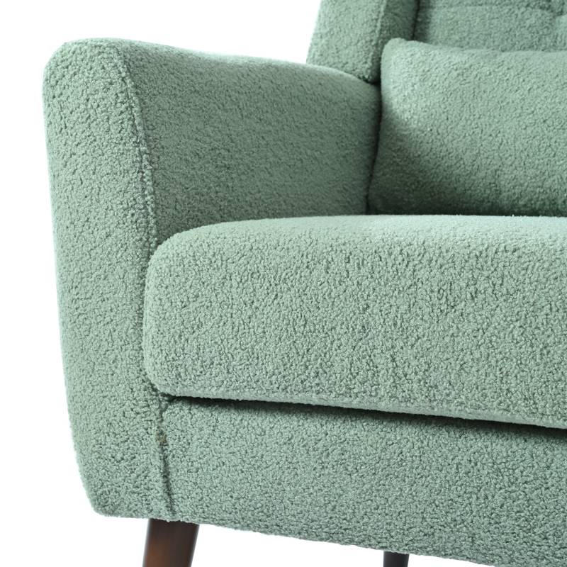 Cozy Teddy Accent Chair - Stylish Lounge Armchair in Light Green