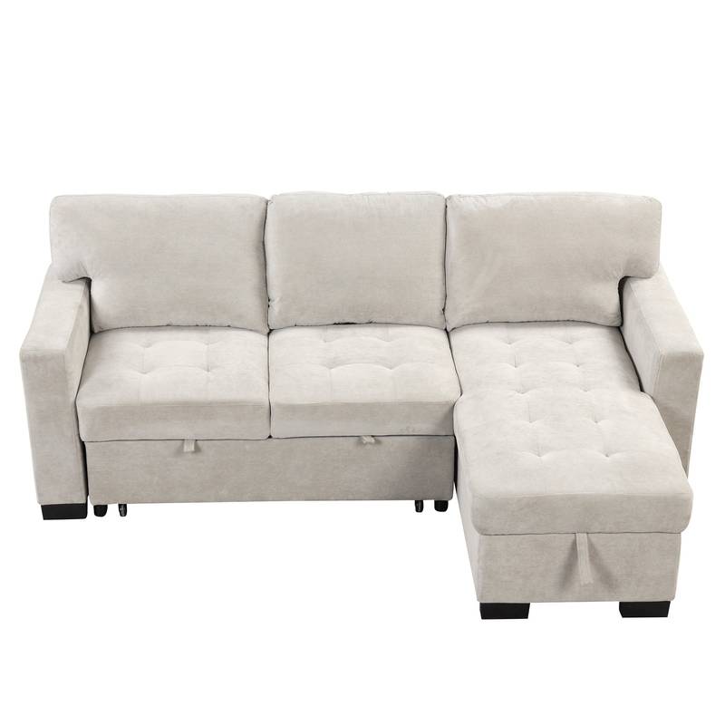 Chic Light Gray Chaise Lounge with Hidden Storage and USB Charger