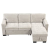 Chic Light Gray Chaise Lounge with Hidden Storage and USB Charger