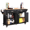Versatile Kitchen Cart with Rubberwood Top and Ample Storage in Black