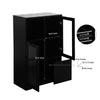 Chic Black Glass-Front Cabinet for Living & Bedroom Storage