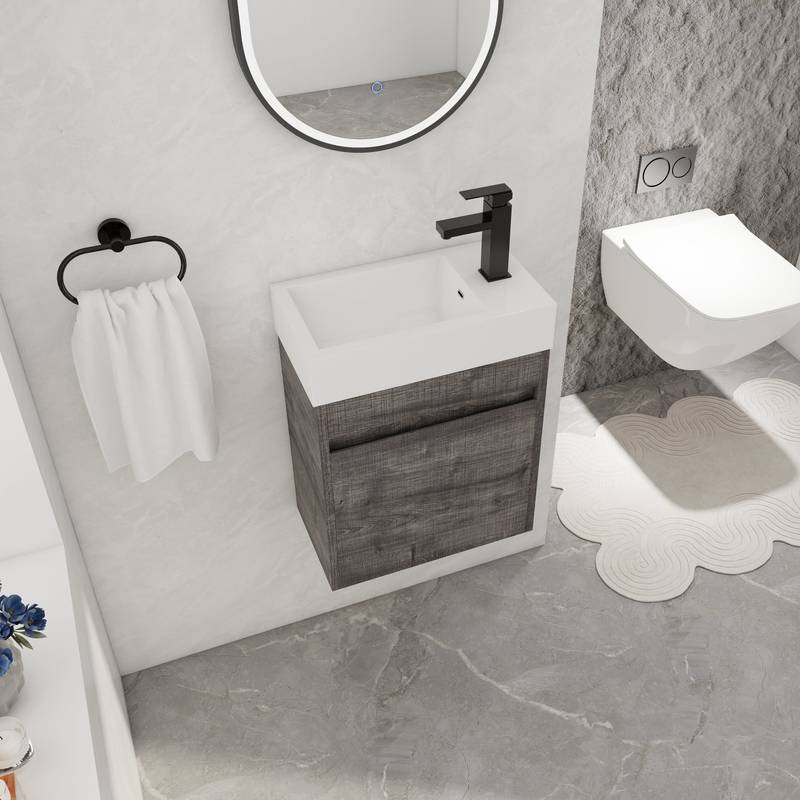 Elegant Wall-Mounted Vanity with Soft-Close Cabinet and Sleek Sink