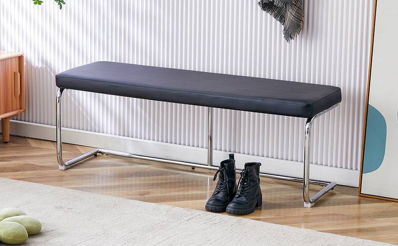 Stylish Shoe Bench with Silver Legs - Perfect Storage for Every Space