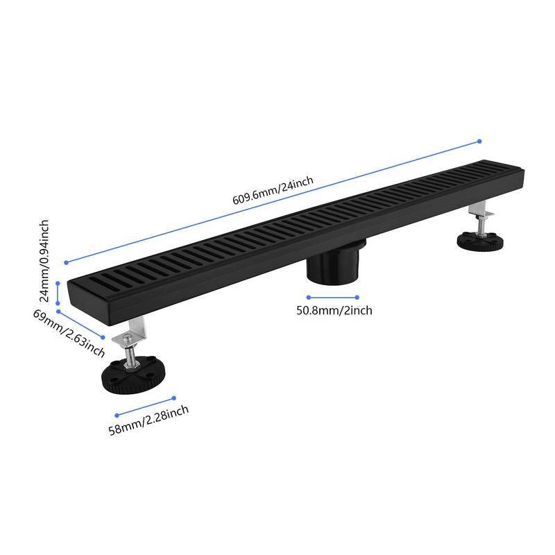 Sleek Shower Drain with Removable Grate and Hair Trap