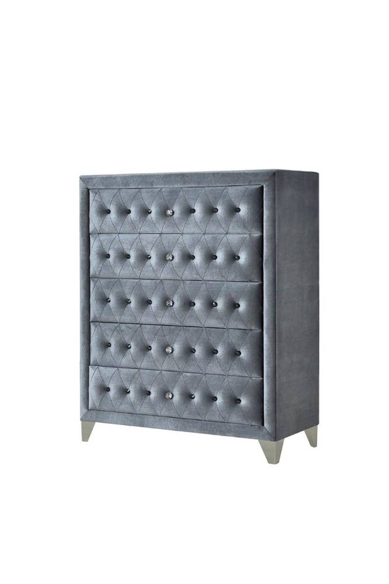 Elegant Gray Velvet Dante Chest
