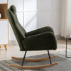 Cozy Rocking Chair with Pocket - Soft Teddy Fabric Glider in Dark Green