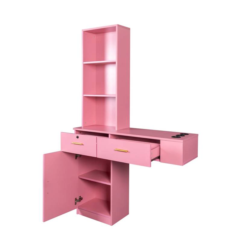 Chic Pink Hair Station with Stylish Storage