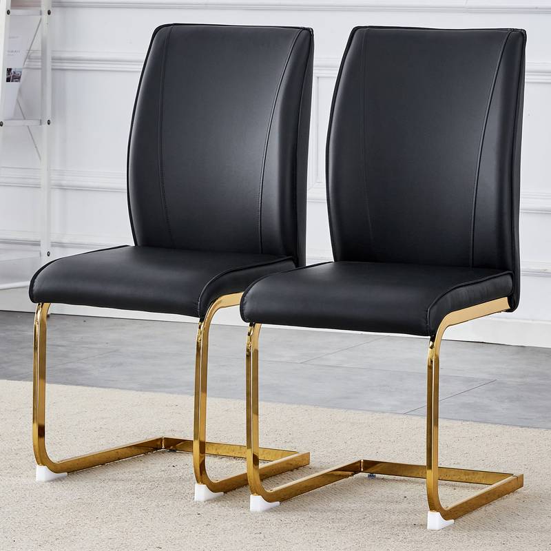 Chic Arch Dining Chairs - Set of 2 in Black with Gold Legs