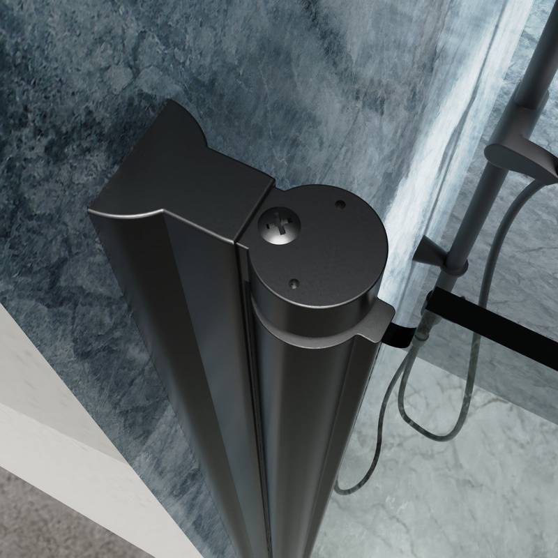 Matte Black Semi-Frameless Pivot Shower Door with Clear Glass