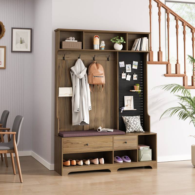 Cozy Entryway Hall Tree with Bench & Storage
