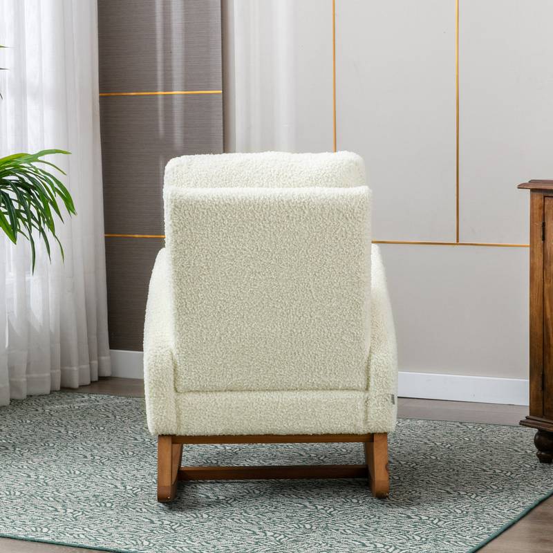 Comfy Rocking Chair with Wooden Legs