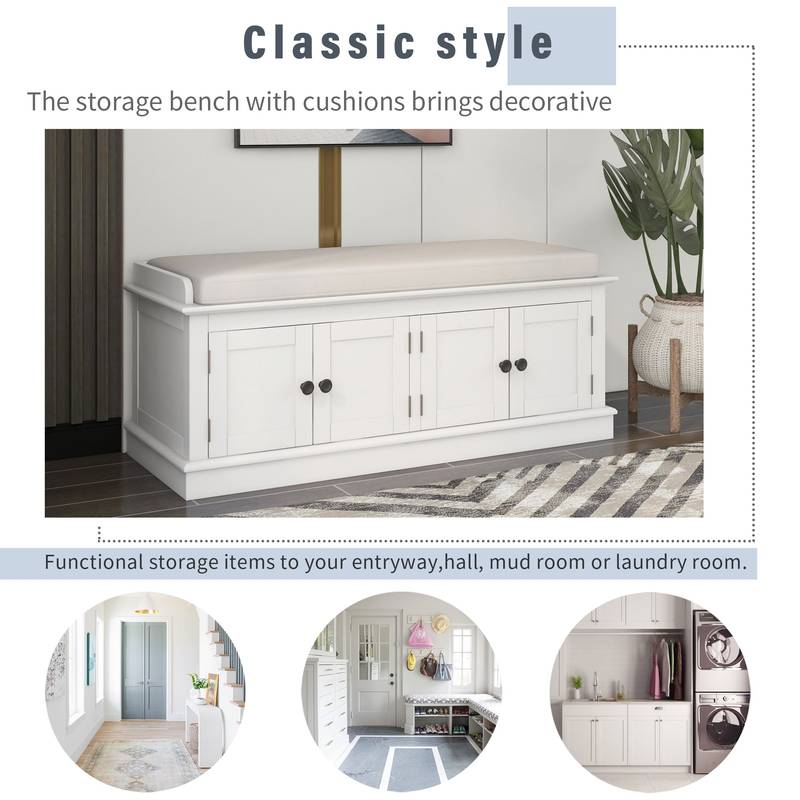 Cozy Shoe Storage Bench with Cushioned Seat