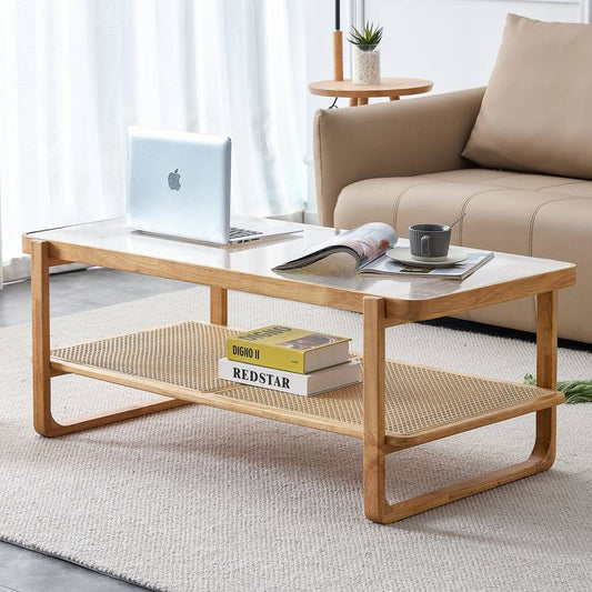 Chic Double-Layer Wooden Tea Table