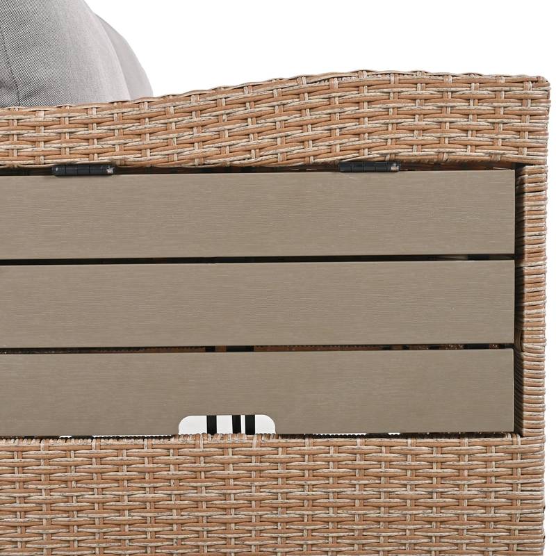 Cozy Rattan Patio Sofa Set with Extendable Tables