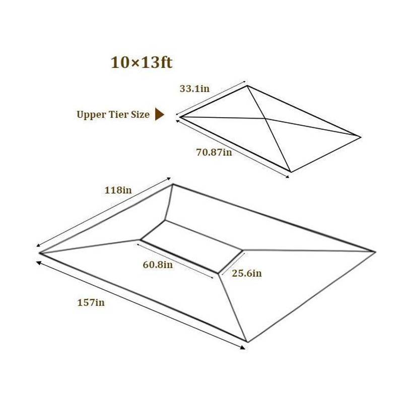 Brown Double Roof Patio Gazebo Canopy Top