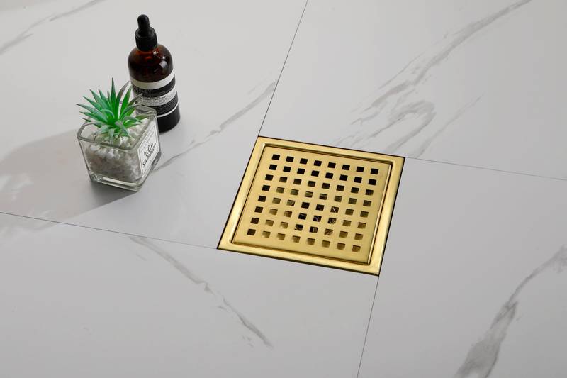 Sleek Square Shower Drain with Removable Grate