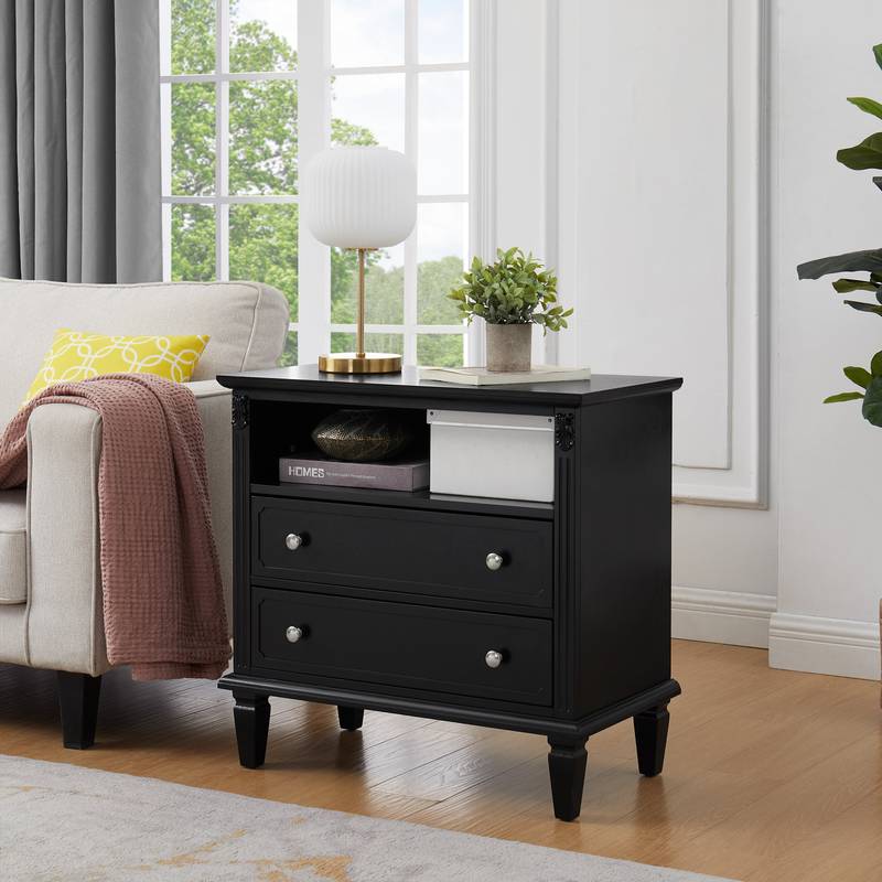 Farmhouse Charm Nightstand with Charging Station