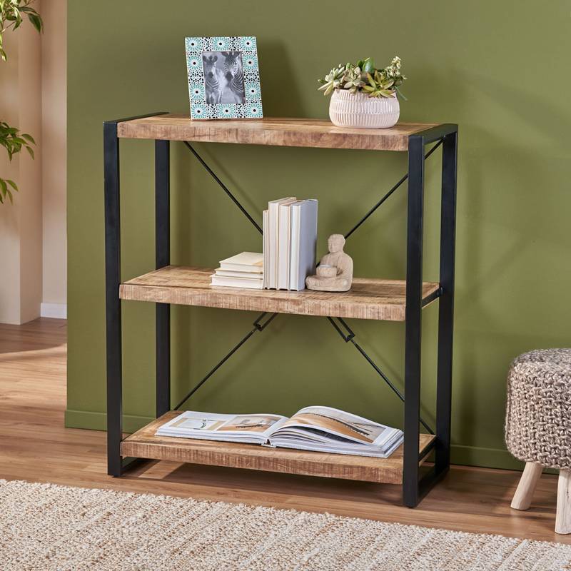 Rustic Iron & Wood Shelf Stand
