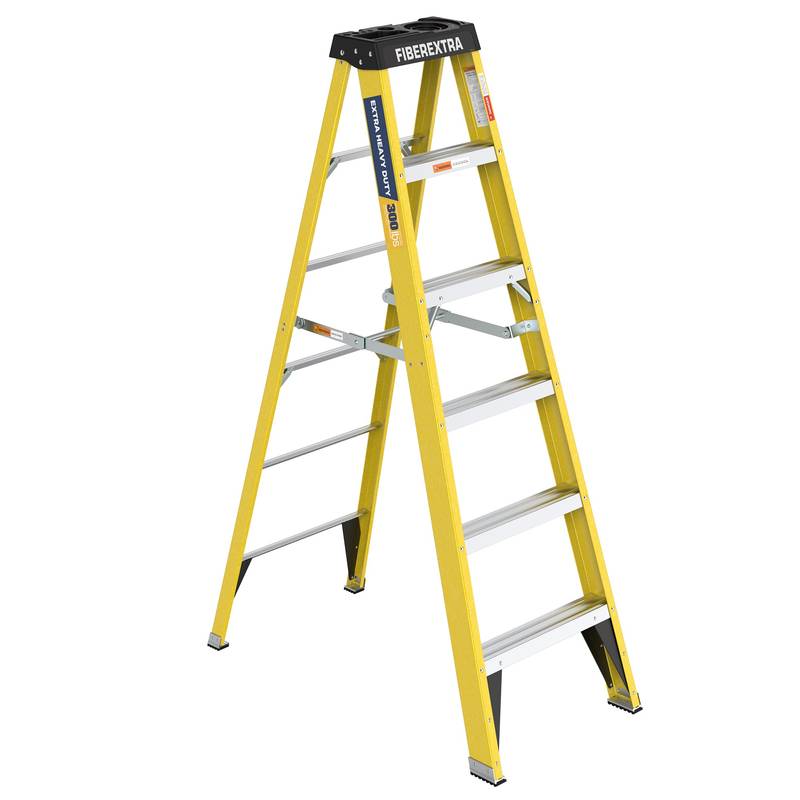 Bright Yellow Fiberglass Step Ladder - Heavy Duty Design