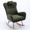 Cozy Rocking Chair with Pocket - Soft Teddy Fabric Glider in Dark Green