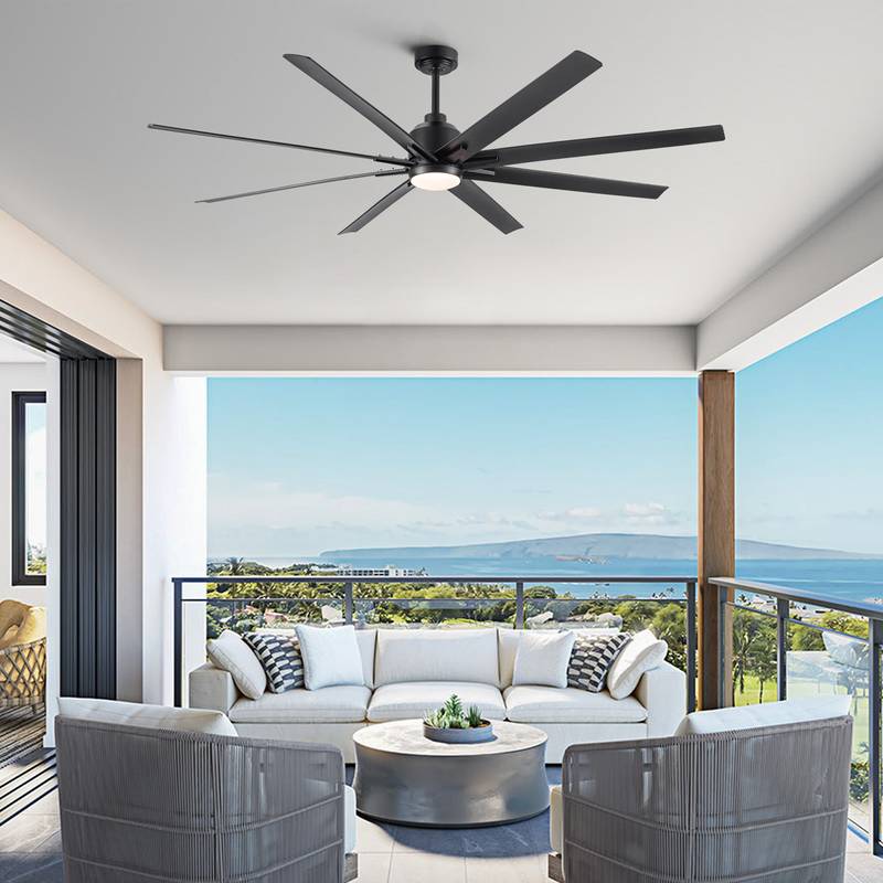 Bright Breeze: Oversized LED Ceiling Fan with Sleek Black Blades