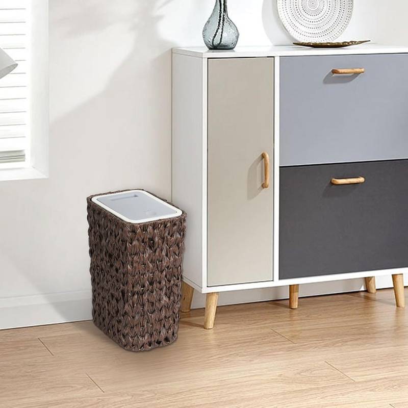 Chic Wicker Trash Can with Lid