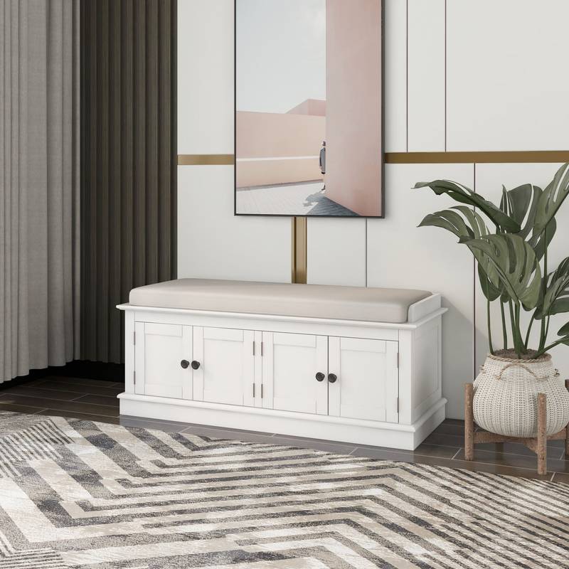 Cozy Shoe Storage Bench with Cushioned Seat