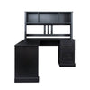 Chic Antiqued Black Home Office Desk with Hutch