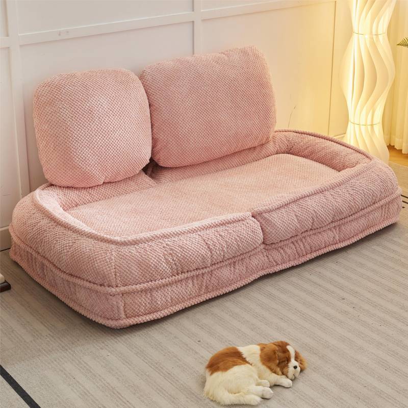 Cozy Pup Lounge: Pink Adjustable Sofa Bed