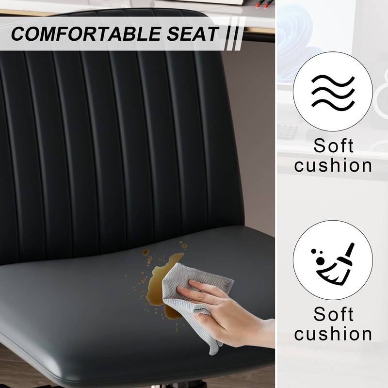 Sleek Black Adjustable Swivel Chair for Home & Office