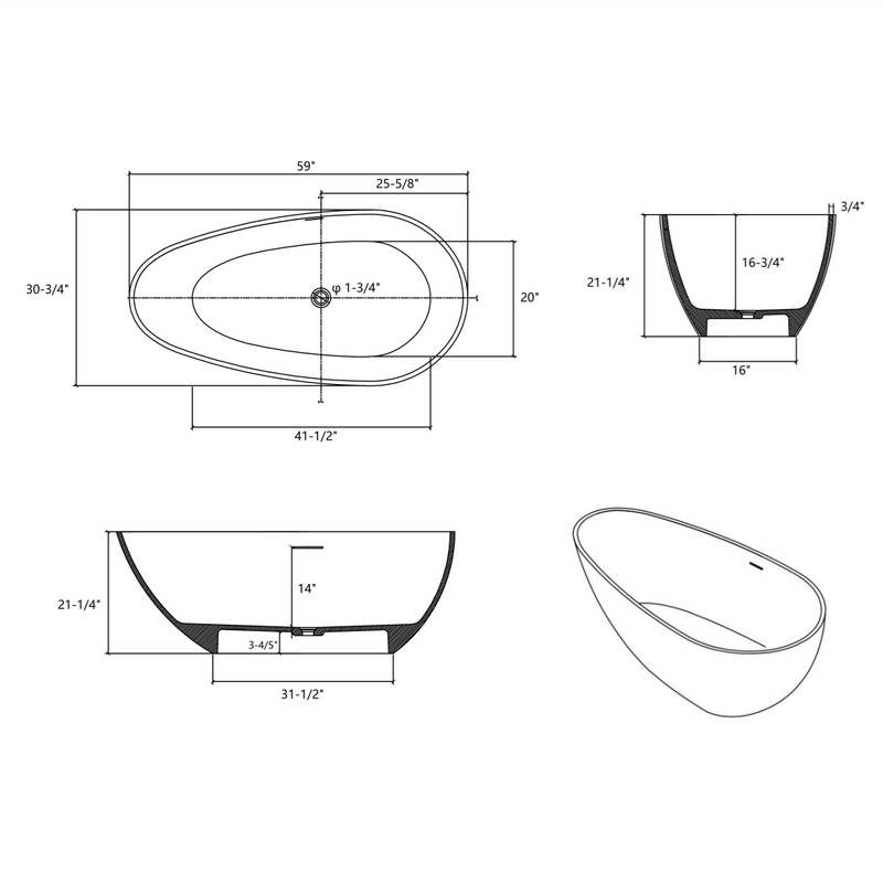 Dreamy Stone Resin Soaking Tub