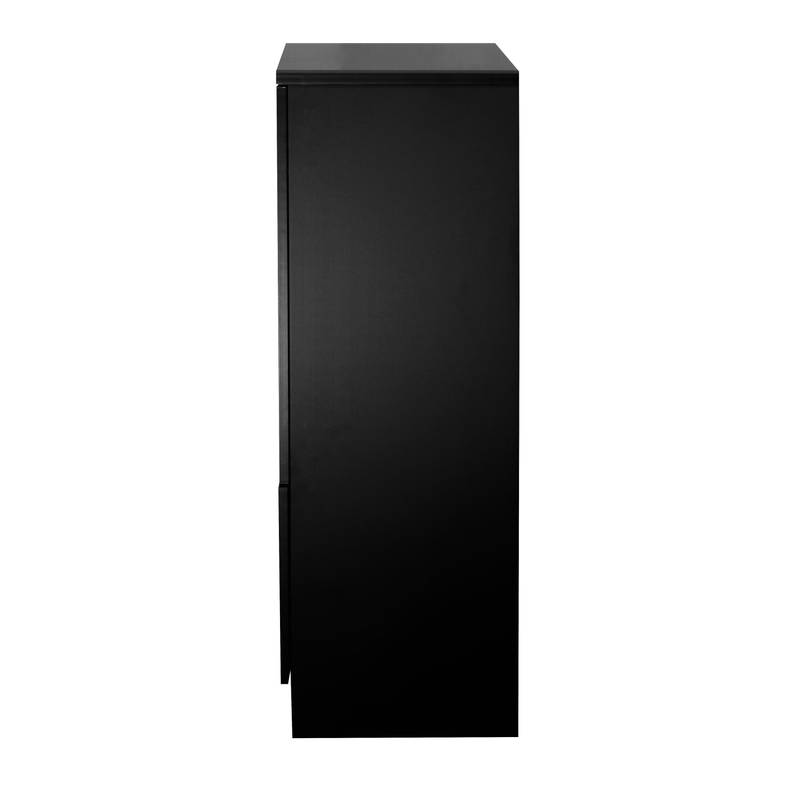 Chic Black Glass-Front Cabinet for Living & Bedroom Storage