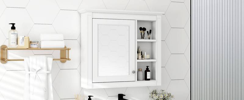 Sleek Wall-Mounted Medicine Cabinet with Mirror & Shelves