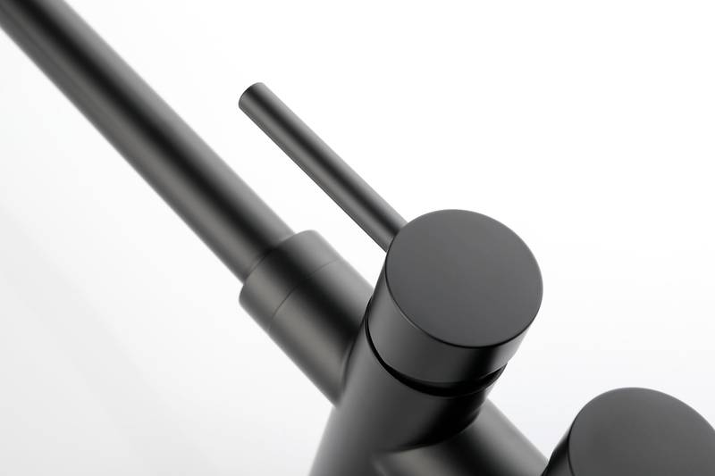 Sleek Matte Black Freestanding Bathtub Faucet with Handheld Shower