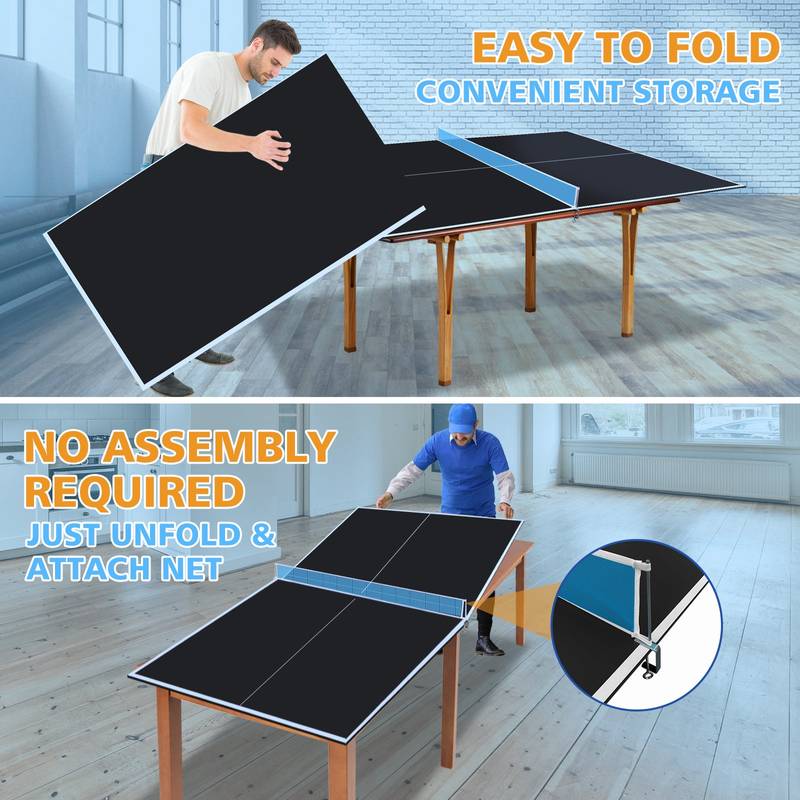 Portable Black Ping Pong Table Top for Indoor Fun